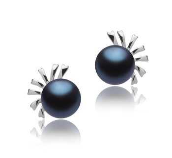 Marissa Black 7-8mm AA Quality Freshwater 925 Sterling Silver Cultured Pearl Earring Pair
