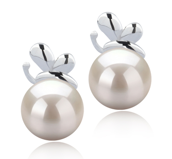 Marsha White 7-8mm AA Quality Japanese Akoya 925 Sterling Silver Cultured Pearl Earring Pair