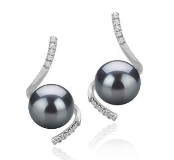 8-9mm AAAA Quality Freshwater Cultured Pearl Earring Pair in Mathilde Black