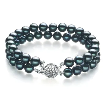 6-7mm AA Quality Japanese Akoya Cultured Pearl Bracelet in Mayra Black 6-7mm AA Quality Japanese Akoya Cultured Pearl Bracelet in Mayra Black