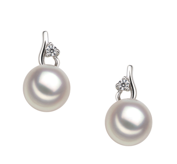 Melissa White 7-8mm AA Quality Japanese Akoya 925 Sterling Silver Cultured Pearl Earring Pair
