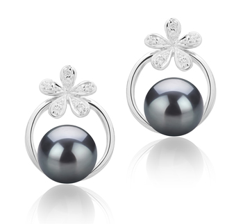 Molly Black 7-8mm AAAA Quality Freshwater 925 Sterling Silver Cultured Pearl Earring Pair