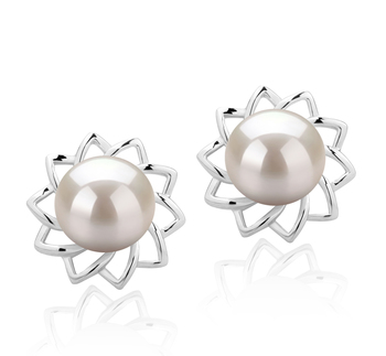 Morgan White 7-8mm AAAA Quality Freshwater 925 Sterling Silver Cultured Pearl Earring Pair