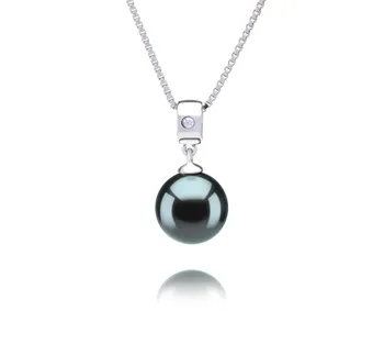9-10mm AAA Quality Tahitian Cultured Pearl Pendant in Nicole Black 9-10mm AAA Quality Tahitian Cultured Pearl Pendant in Nicole Black