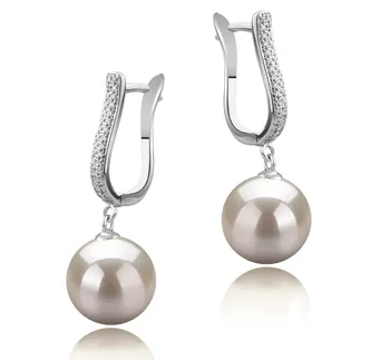 10-11mm AAAA Quality Freshwater Cultured Pearl Earring Pair in Ophelia White 10-11mm AAAA Quality Freshwater Cultured Pearl Earring Pair in Ophelia White