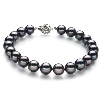 Black 8.5-9mm AAA Quality Japanese Akoya 925 Sterling Silver Cultured Pearl Bracelet