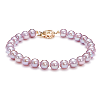 Lavender 6-7mm AAAA Quality Freshwater Gold filled Cultured Pearl Bracelet
