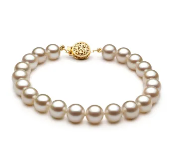 7-8mm AAAA Quality Freshwater Cultured Pearl Bracelet in White 7-8mm AAAA Quality Freshwater Cultured Pearl Bracelet in White