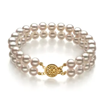 6-7mm AA Quality Japanese Akoya Cultured Pearl Bracelet in White