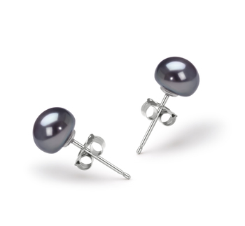 Black 6-7mm AAA Quality Freshwater Cultured Pearl Earring Pair