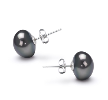 Black 9-10mm AA Quality Freshwater Cultured Pearl Earring Pair