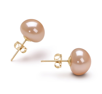 Pink 9-10mm AAA Quality Freshwater Cultured Pearl Earring Pair
