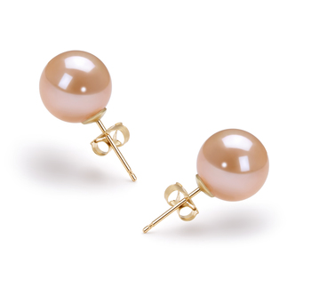 9-10mm AAAA Quality Freshwater Cultured Pearl Earring Pair in Pink