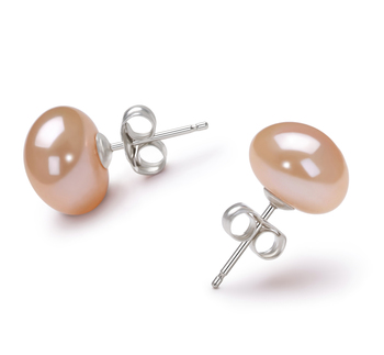 Pink 9-10mm AA Quality Freshwater Cultured Pearl Earring Pair