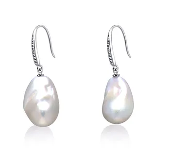 14-15mm AA+ Quality Freshwater - Edison Cultured Pearl Earring Pair in White 14-15mm AA+ Quality Freshwater - Edison Cultured Pearl Earring Pair in White