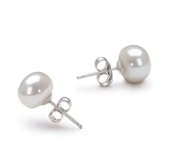 7-8mm AA Quality Freshwater Cultured Pearl Earring Pair in White