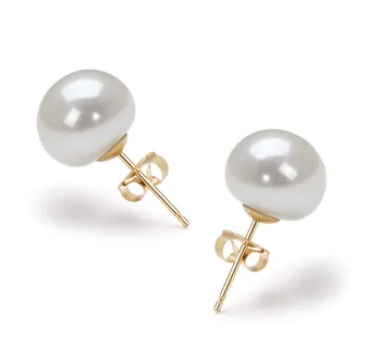 10-10.5mm AAA Quality Freshwater Cultured Pearl Earring Pair in White