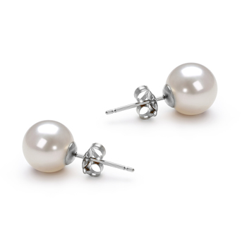 White 7-8mm AAAA Quality Freshwater 925 Sterling Silver Cultured Pearl Earring Pair