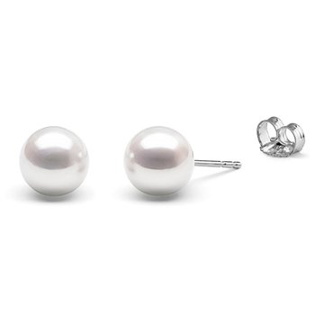 White 8-8.5mm AAAA Quality Freshwater Cultured Pearl Earring Pair
