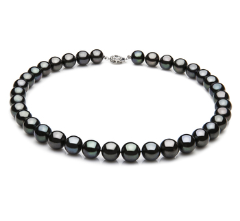 9.5-10.5mm AAA Quality Freshwater Cultured Pearl Necklace in Black