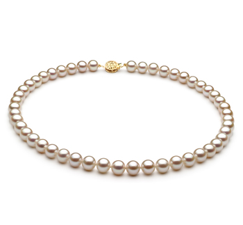 White 7-8mm AAA Quality Freshwater Gold filled Cultured Pearl Necklace