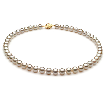 White 7.5-8mm AA Quality Japanese Akoya Cultured Pearl Necklace