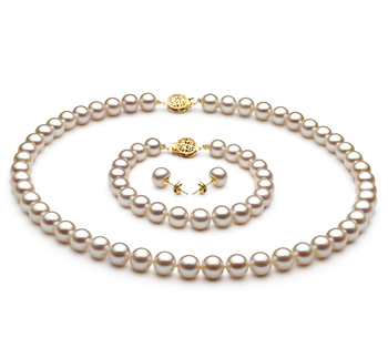 7-8mm AAA Quality Freshwater Cultured Pearl Set in White