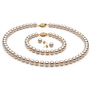White 6-7mm AAAA Quality Freshwater Gold filled Cultured Pearl Set