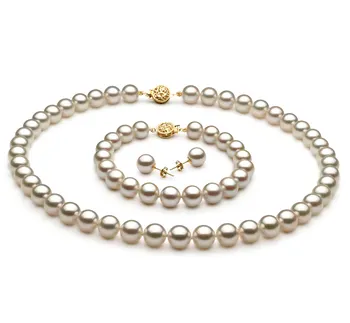 8.5-9mm AAA Quality Japanese Akoya Cultured Pearl Set in White 8.5-9mm AAA Quality Japanese Akoya Cultured Pearl Set in White