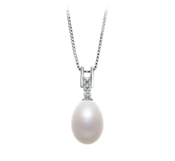 10-11mm AA - Drop Quality Freshwater Cultured Pearl Pendant in Pomona White