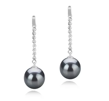 10-11mm AAA Quality Tahitian Cultured Pearl Earring Pair in Porsha Black 10-11mm AAA Quality Tahitian Cultured Pearl Earring Pair in Porsha Black