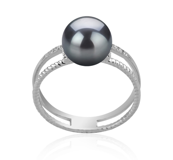 8-9mm AAA Quality Japanese Akoya Cultured Pearl Ring in Rahara Black