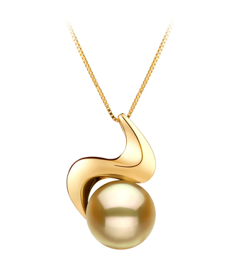 Rosalie Gold 10-11mm AA Quality South Sea 14K Yellow Gold Cultured Pearl Pendant