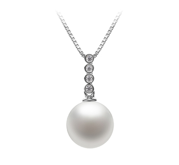 10-11mm AAAA Quality Freshwater Cultured Pearl Pendant in Ross White