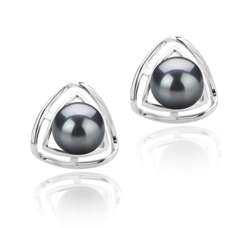 6-7mm AAAA Quality Freshwater Cultured Pearl Earring Pair in Rowan Black