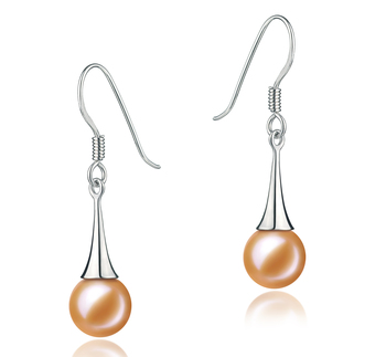 7-8mm AAAA Quality Freshwater Cultured Pearl Earring Pair in Sandra Pink