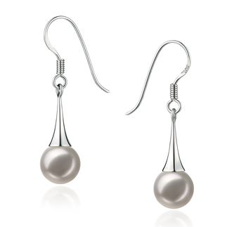 Sandra White 7-8mm AA Quality Japanese Akoya 925 Sterling Silver Cultured Pearl Earring Pair
