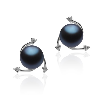 Selene Black 7-8mm AA Quality Freshwater 925 Sterling Silver Cultured Pearl Earring Pair