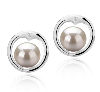 Sharon White 6-7mm AAAA Quality Freshwater 925 Sterling Silver Cultured Pearl Earring Pair