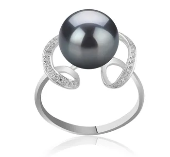 10-11mm AAA Quality Tahitian Cultured Pearl Ring in Sheila Black