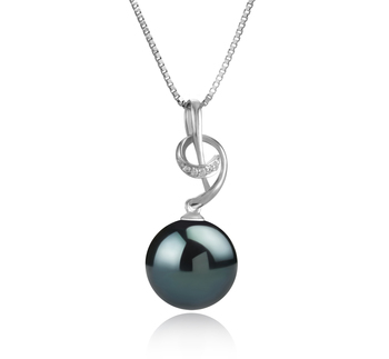 11-12mm AAA Quality Tahitian Cultured Pearl Pendant in Sofie Black