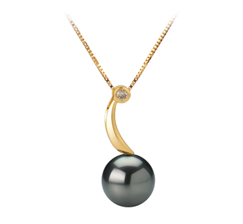 8-9mm AAA Quality Tahitian Cultured Pearl Pendant in Sora Black