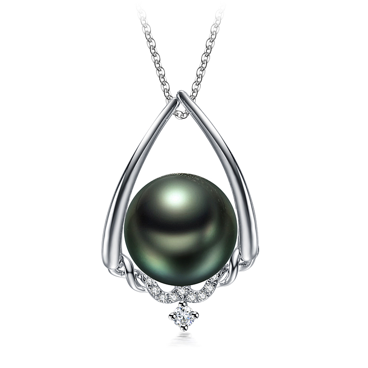 Susan Black 10-11mm AAA Quality Tahitian 14K White Gold Cultured Pearl Pendant Susan Black 10-11mm AAA Quality Tahitian 14K White Gold Cultured Pearl Pendant