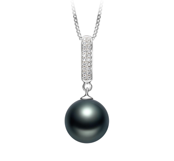 10-11mm AAA Quality Tahitian Cultured Pearl Pendant in Talitha Black