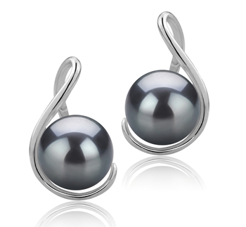Tamika Black 6-7mm AAAA Quality Freshwater 925 Sterling Silver Cultured Pearl Earring Pair