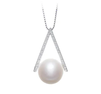 12-13mm AA Quality Freshwater Cultured Pearl Pendant in Triangle White