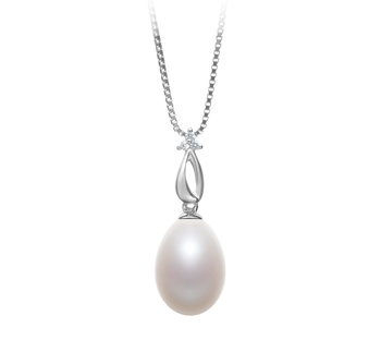 10-11mm AA - Drop Quality Freshwater Cultured Pearl Pendant in Utina White