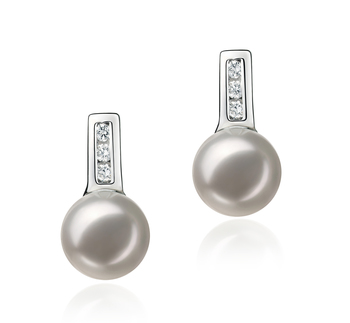 Valery White 7-8mm AA Quality Japanese Akoya 925 Sterling Silver Cultured Pearl Earring Pair