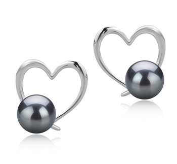Vanessa Black 7-8mm AAAA Quality Freshwater 925 Sterling Silver Cultured Pearl Earring Pair