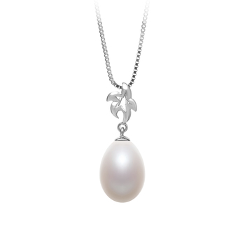 10-11mm AA - Drop Quality Freshwater Cultured Pearl Pendant in Vilde White